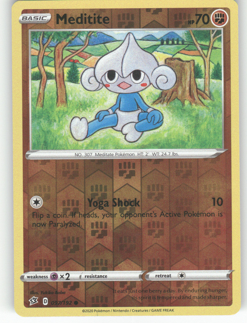Meditite Reverse Holo Common SWSH02: Rebel Clash 097/192 NM