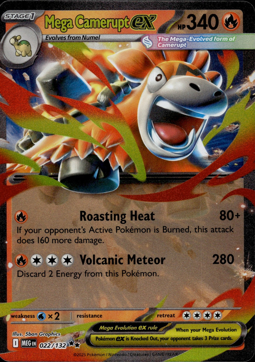 Mega Camerupt ex Holo Double Rare ME01: Mega Evolution 022/132 NM