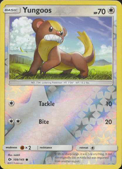 Yungoos Reverse Holo Common SM Base Set 109/149 NM