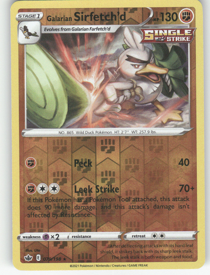 Galarian Sirfetch'd Reverse Holo Rare SWSH06: Chilling Reign 079/198 NM