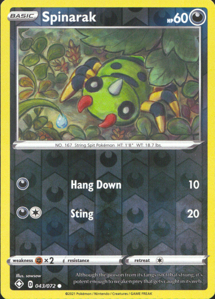 Spinarak Reverse Holo Common Shining Fates 043/072 NM