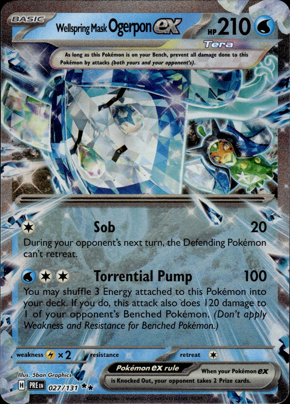 Wellspring Mask Ogerpon ex Holo Double Rare SV: Prismatic Evolutions 027/131 NM