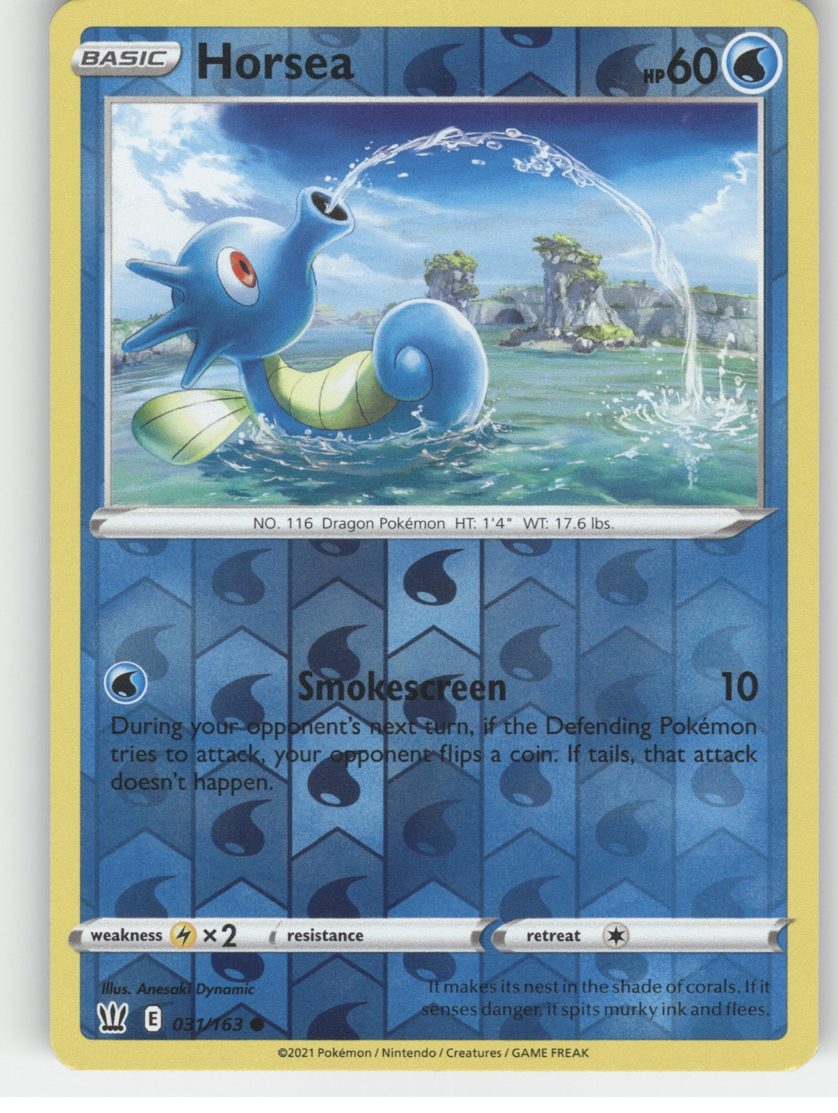 Horsea Reverse Holo Common SWSH05: Battle Styles 031/163 NM