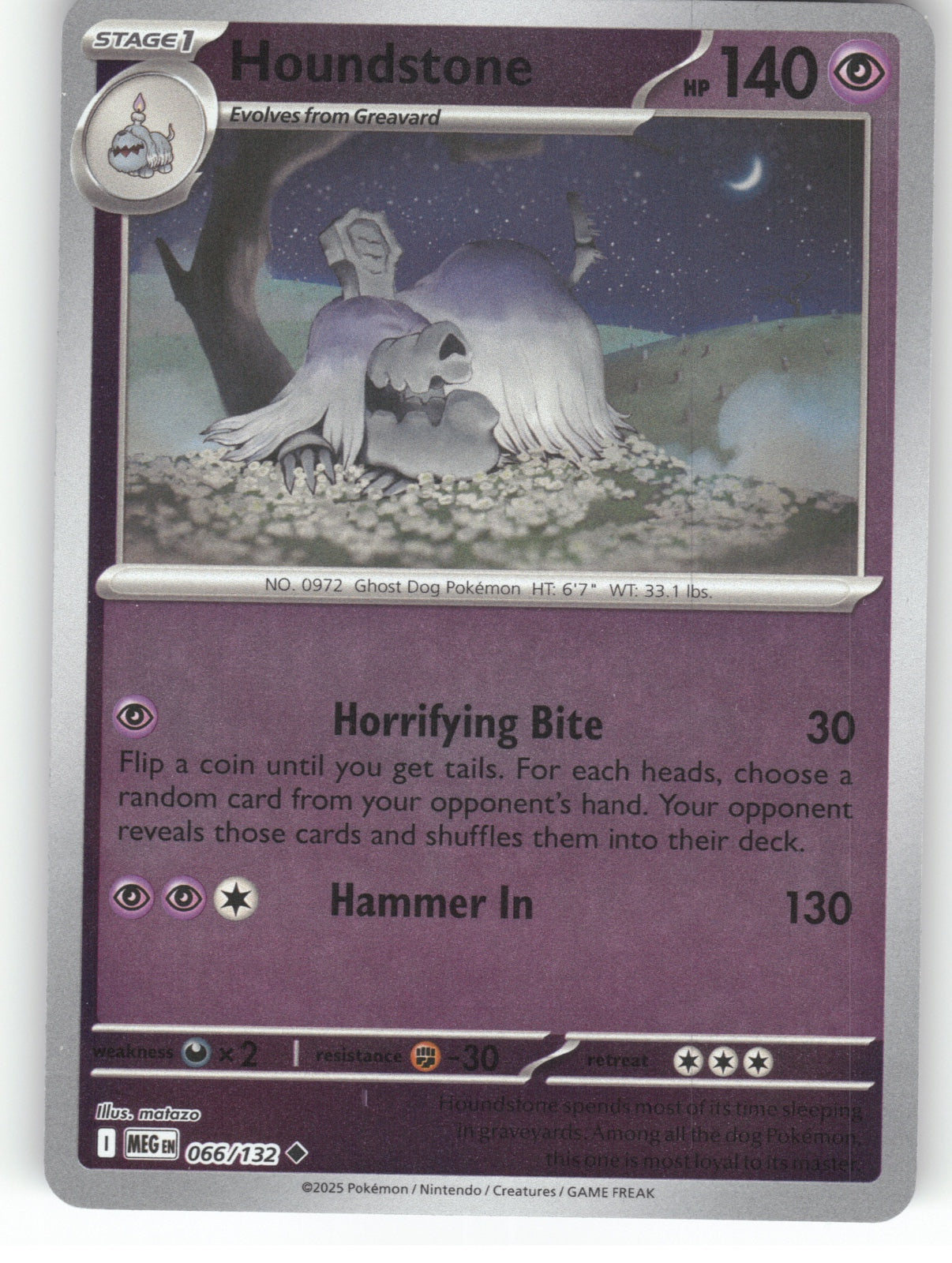 Houndstone Reverse Holo Uncommon ME01: Mega Evolution 066/132 NM