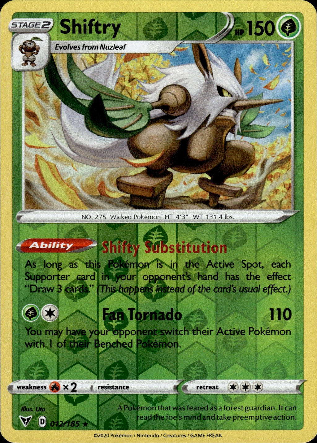 Shiftry Reverse Holo Rare SWSH04: Vivid Voltage 012/185 NM