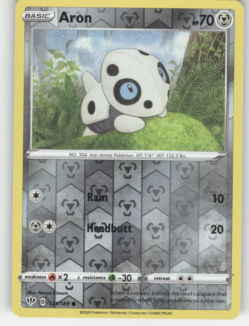 Aron Reverse Holo Common SWSH03: Darkness Ablaze 121/189 NM