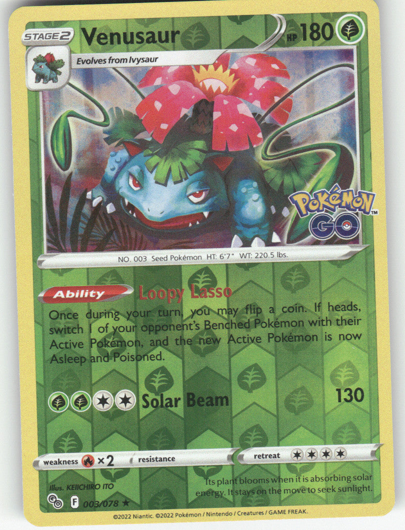 Venusaur Reverse Holo Holo Rare Pokemon GO 003/078 NM