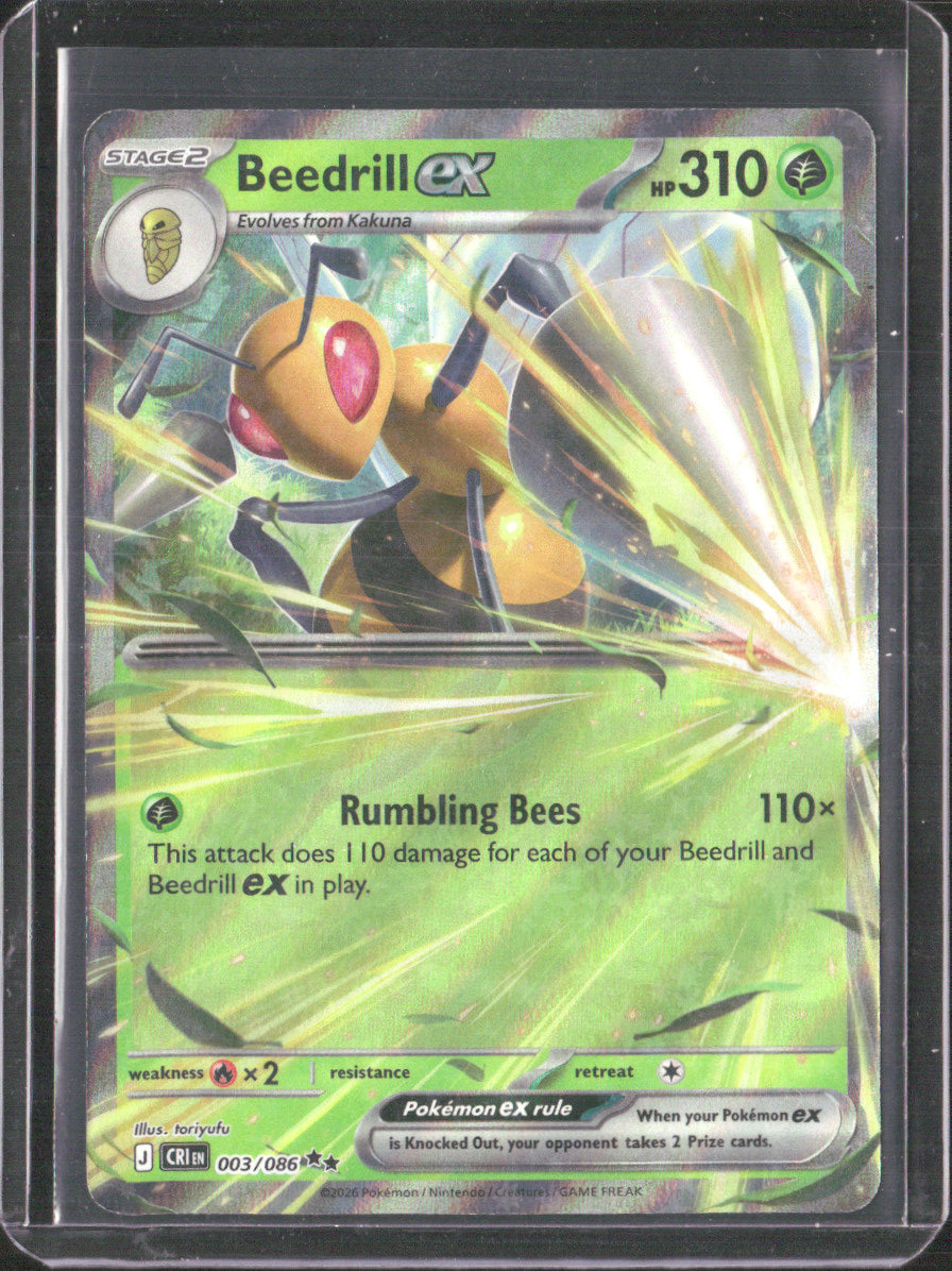 Beedrill ex Holo Double Rare ME04: Chaos Rising 003/086 NM