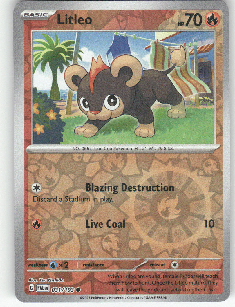 Litleo Reverse Holo Common SV02: Paldea Evolved 031/193 NM