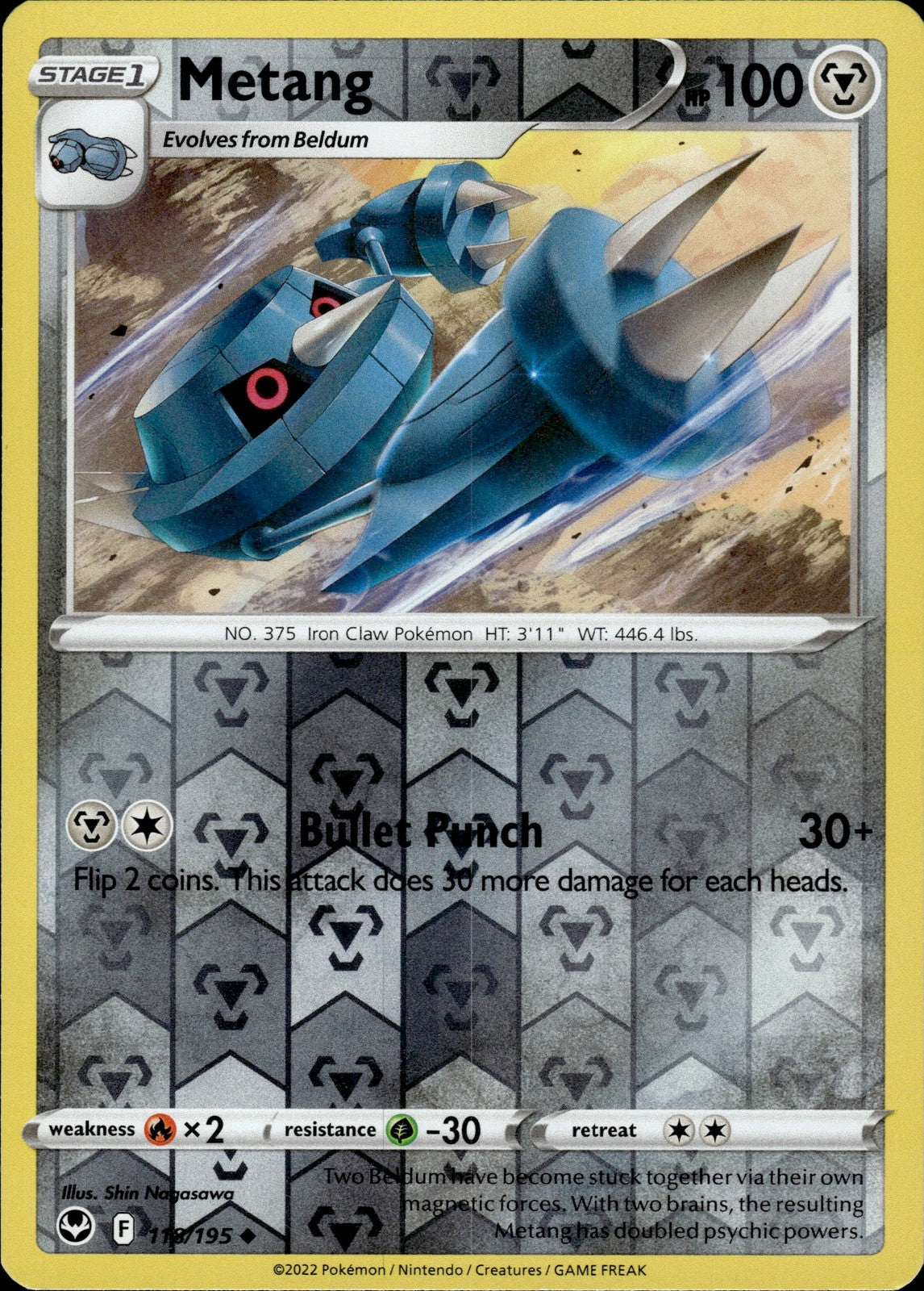 Metang Reverse Holo Uncommon SWSH12: Silver Tempest 118/195 NM