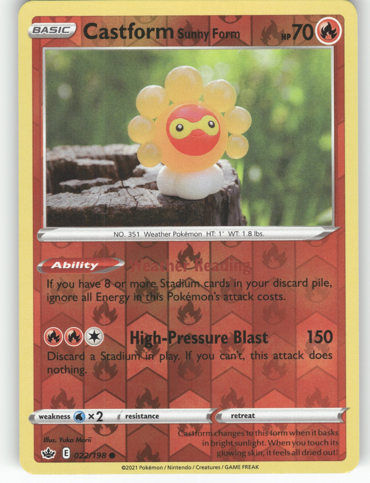 Castform Sunny Form Reverse Holo Common SWSH06: Chilling Reign 022/198 NM