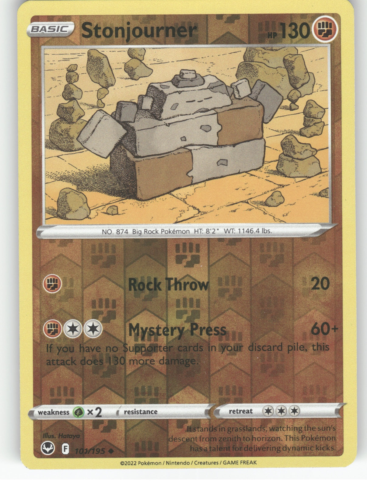 Stonjourner Reverse Holo Uncommon SWSH12: Silver Tempest 101/195 NM