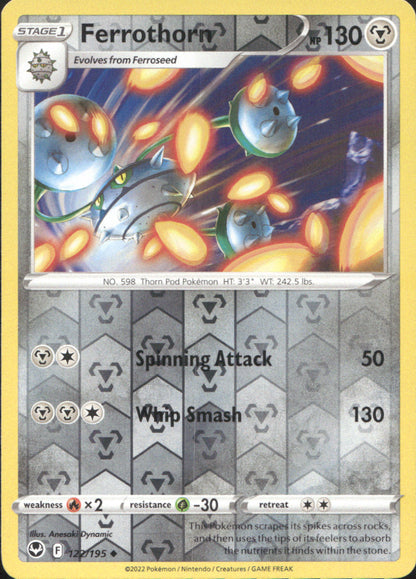 Ferrothorn Reverse Holo Uncommon SWSH12: Silver Tempest 122/195 NM