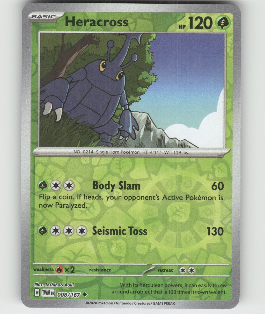 Heracross Uncommon SV06: Twilight Masquerade 008/167 NM
