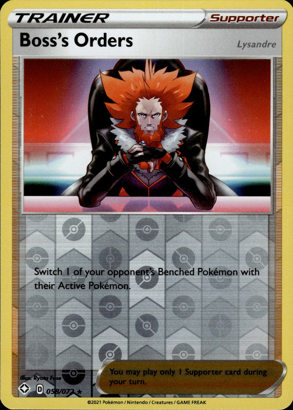 Boss's Orders [Lysandre] Reverse Holo Rare Shining Fates 058/072 NM
