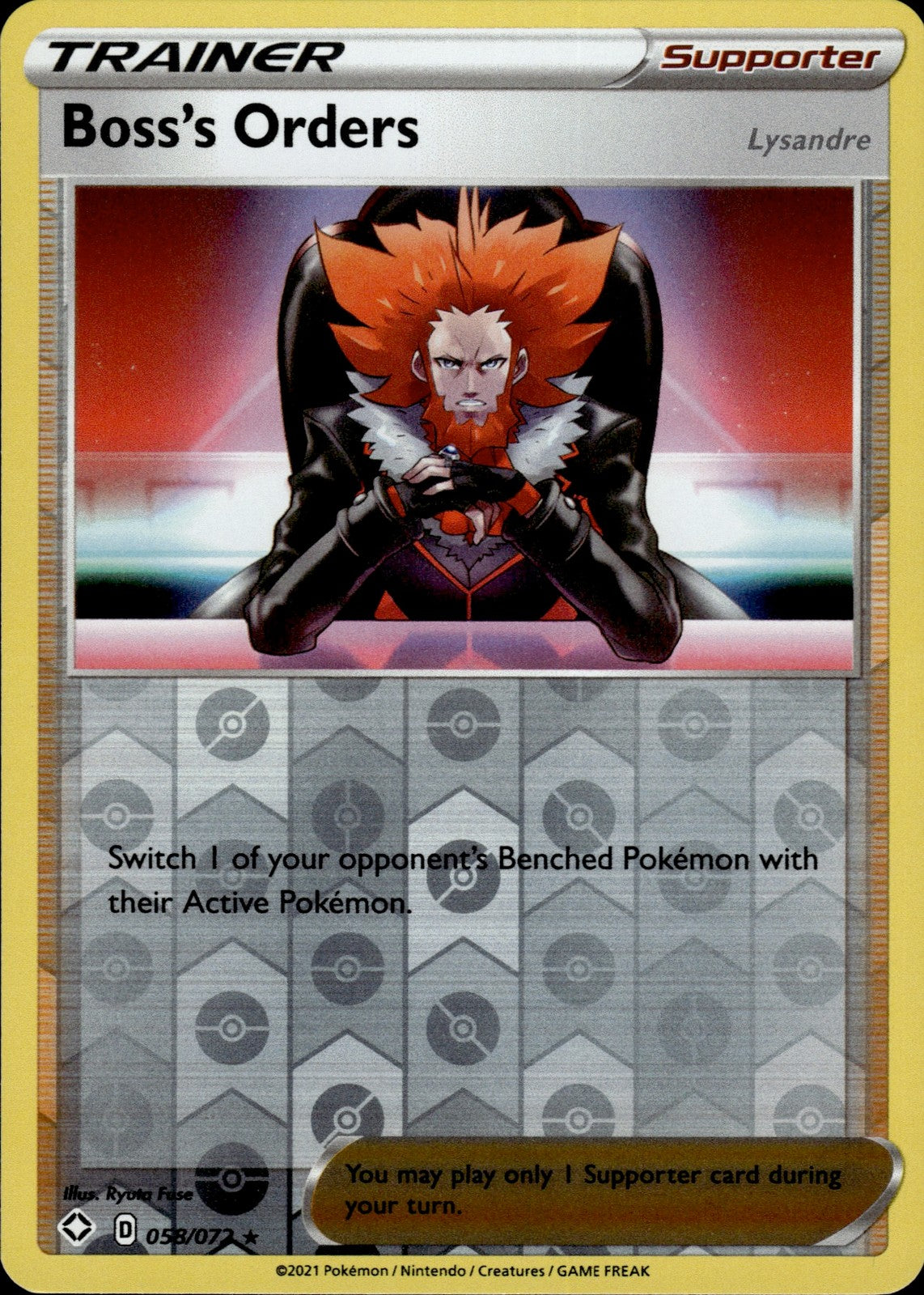 Boss's Orders [Lysandre] Reverse Holo Rare Shining Fates 058/072 NM