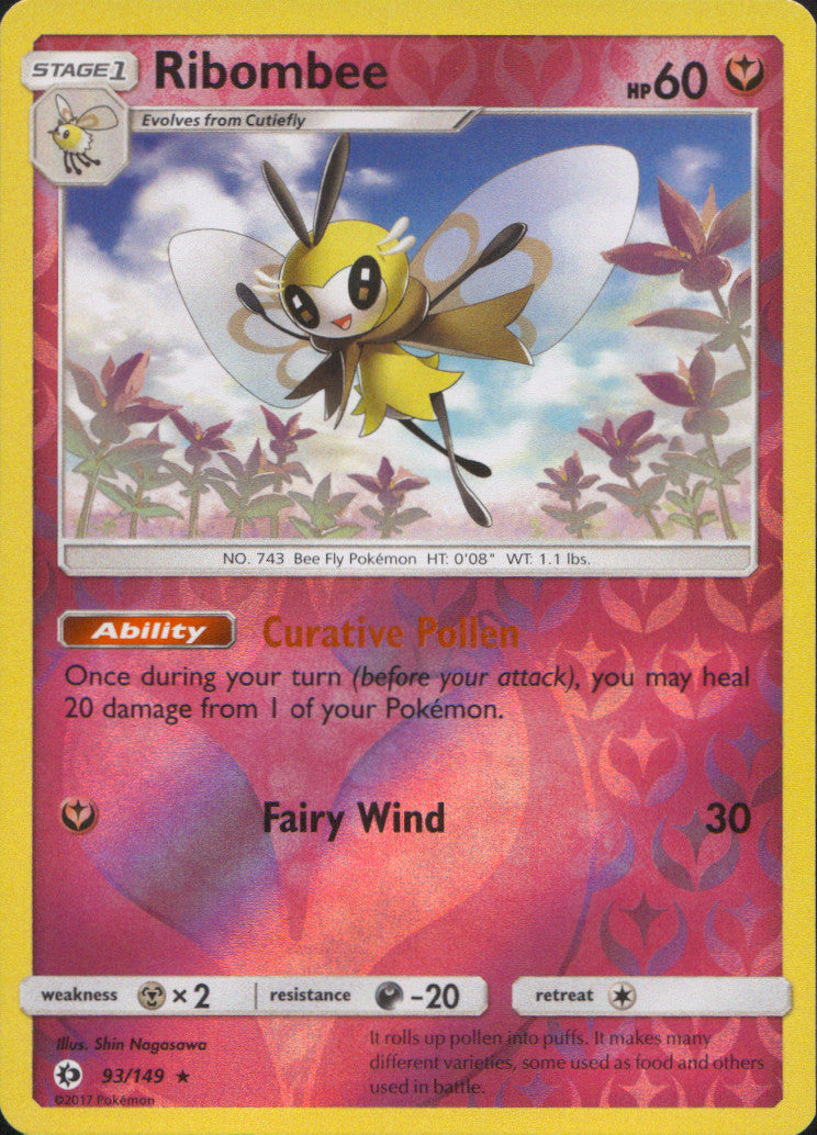 Ribombee Reverse Holo Holo Rare SM Base Set 93/149 NM
