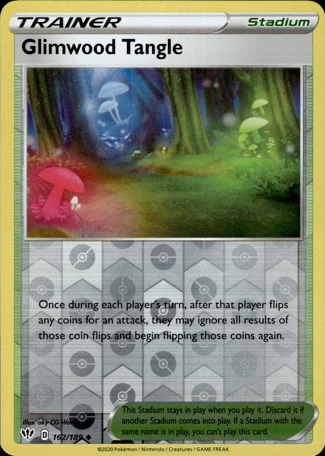 Glimwood Tangle Reverse Holo Uncommon SWSH03: Darkness Ablaze 162/189 NM