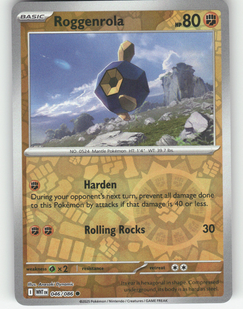 Roggenrola Reverse Holo Common SV: White Flare 046/086 NM