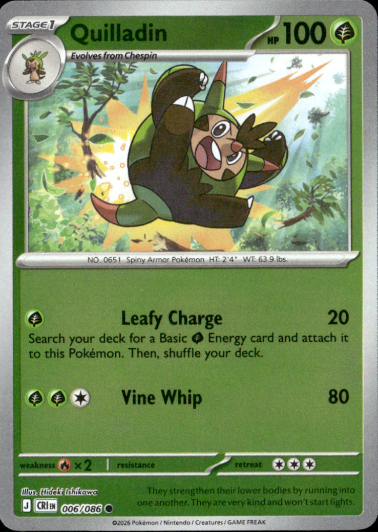 Quilladin Reverse Holo Common ME04: Chaos Rising 006/086 NM
