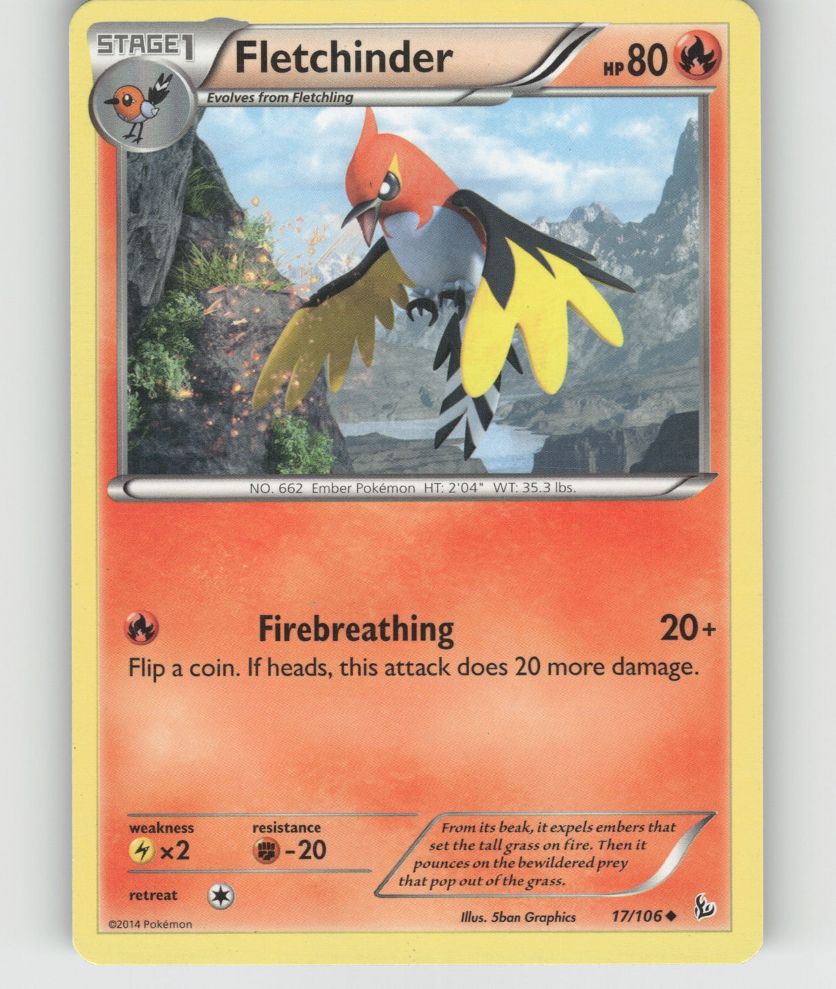 Fletchinder Uncommon XY - Flashfire 17/106 NM
