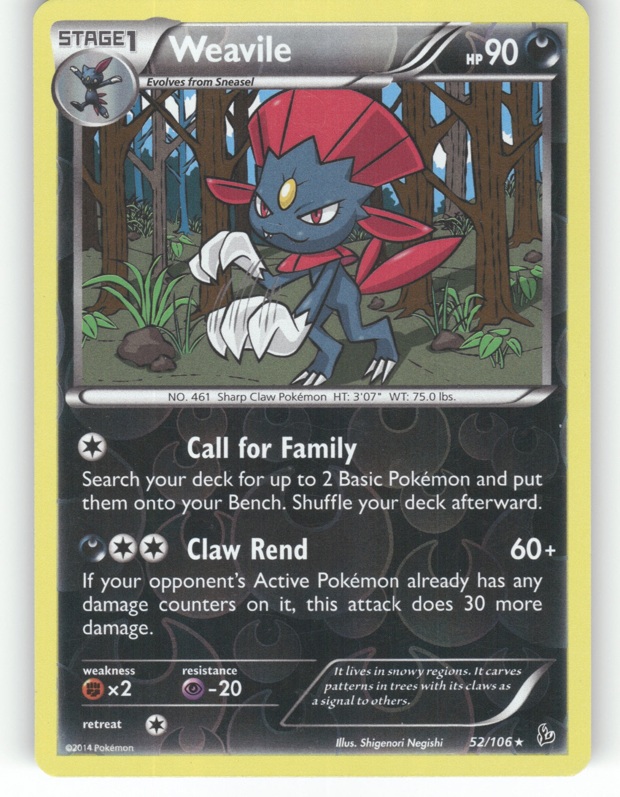 Weavile Reverse Holo Rare XY - Flashfire 52/106 NM