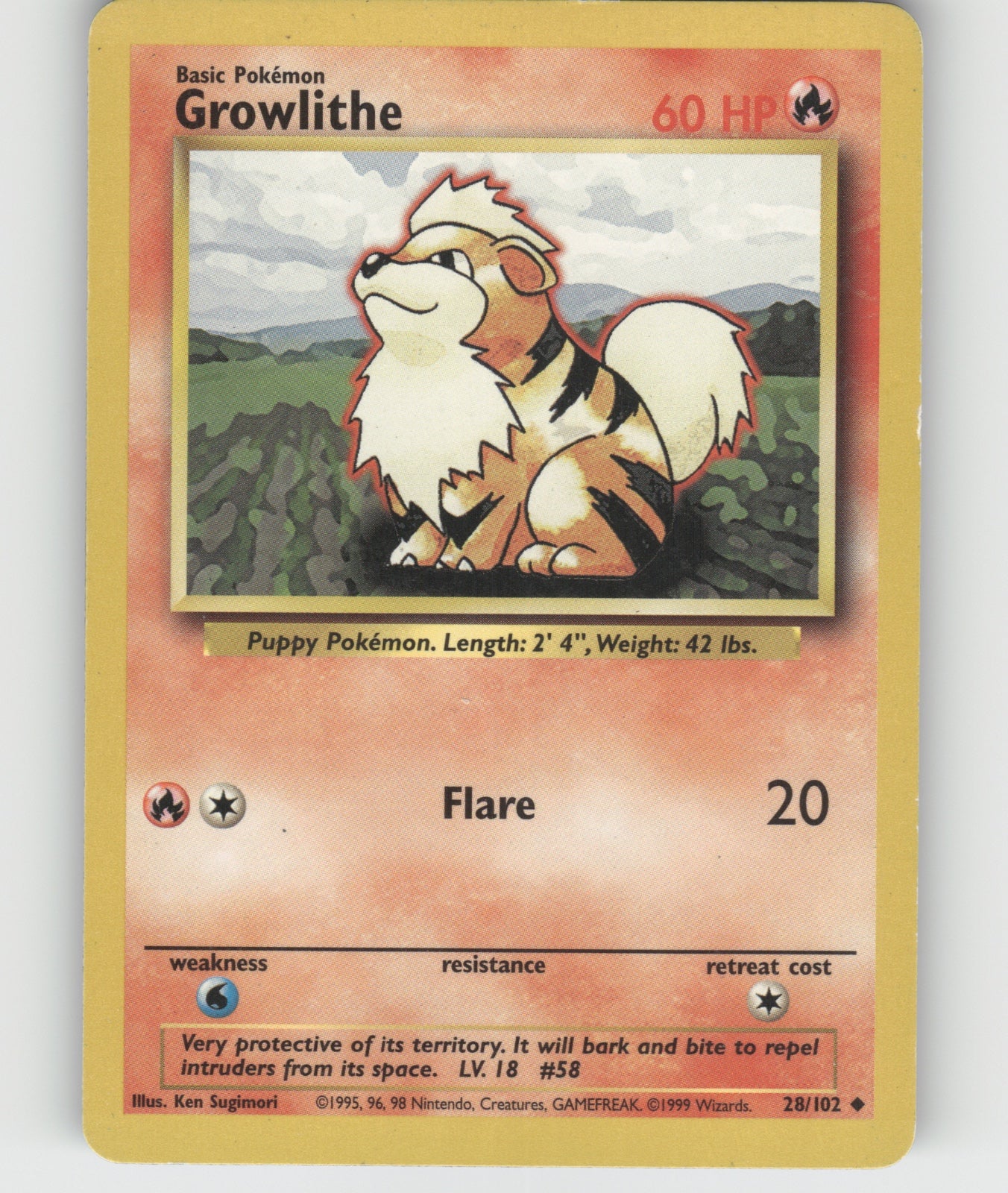 Growlithe Uncommon Base Set 028/102 NM