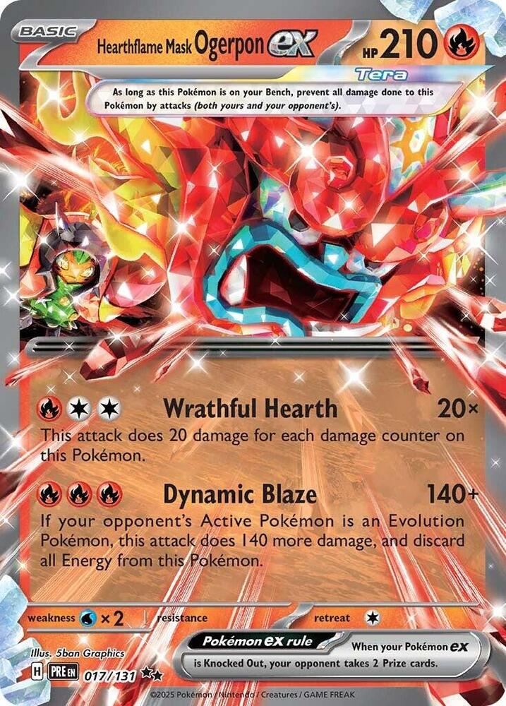 Hearthflame Mask Ogerpon ex Holo Double Rare SV: Prismatic Evolutions 017/131 NM