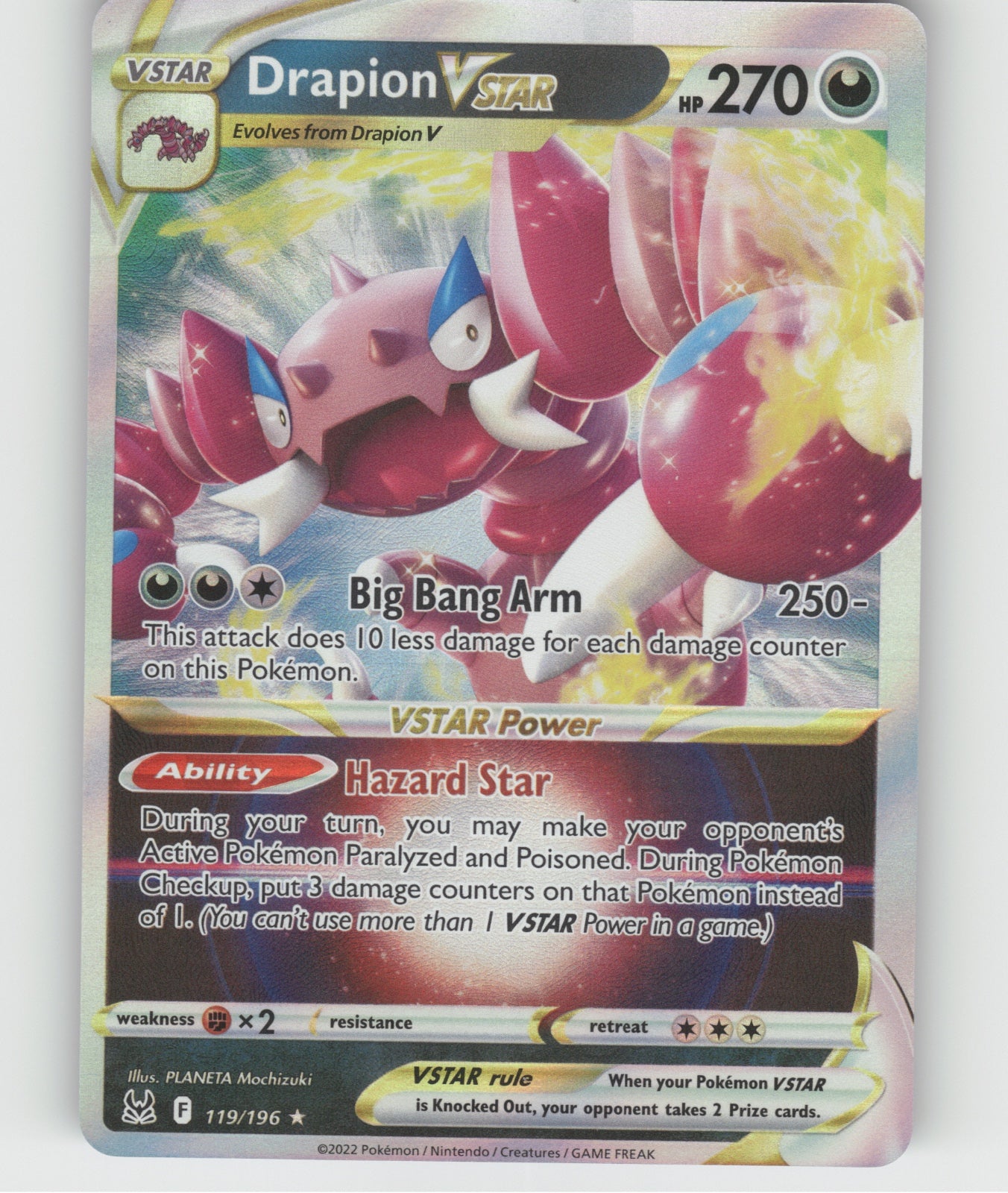 Drapion VSTAR Holo Ultra Rare SWSH11: Lost Origin 119/196 NM