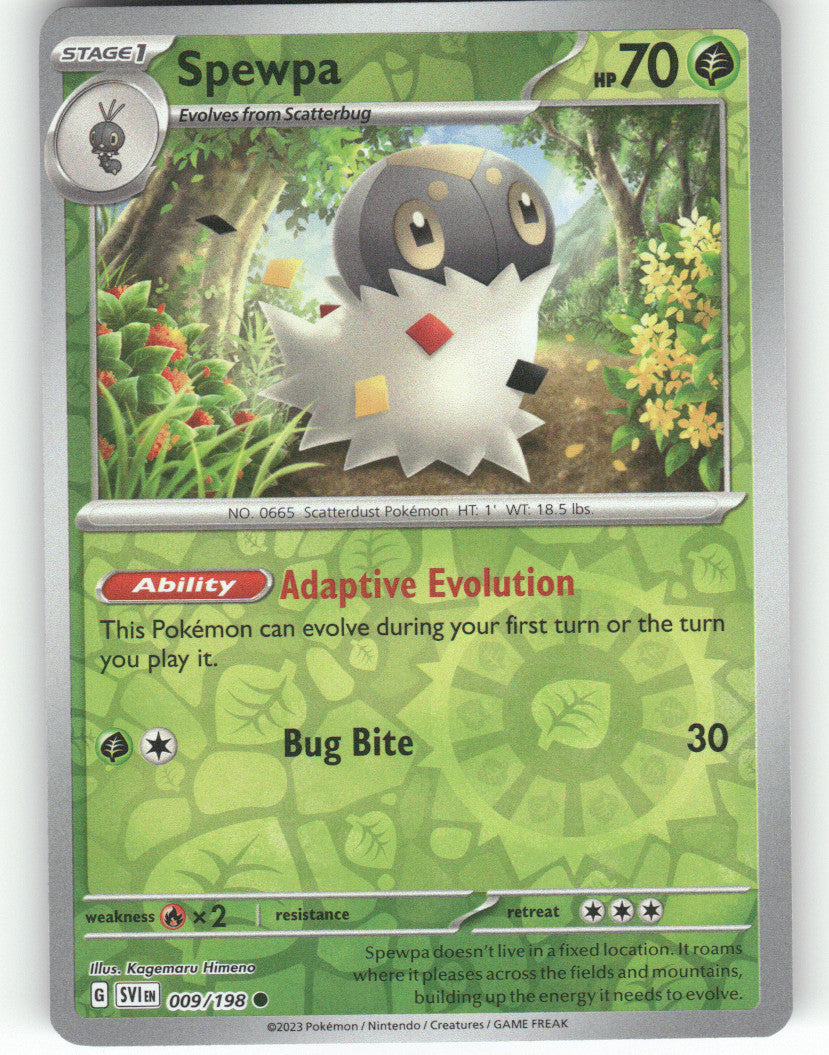 Spewpa Reverse Holo Common SV01: Scarlet & Violet Base Set 009/198 NM