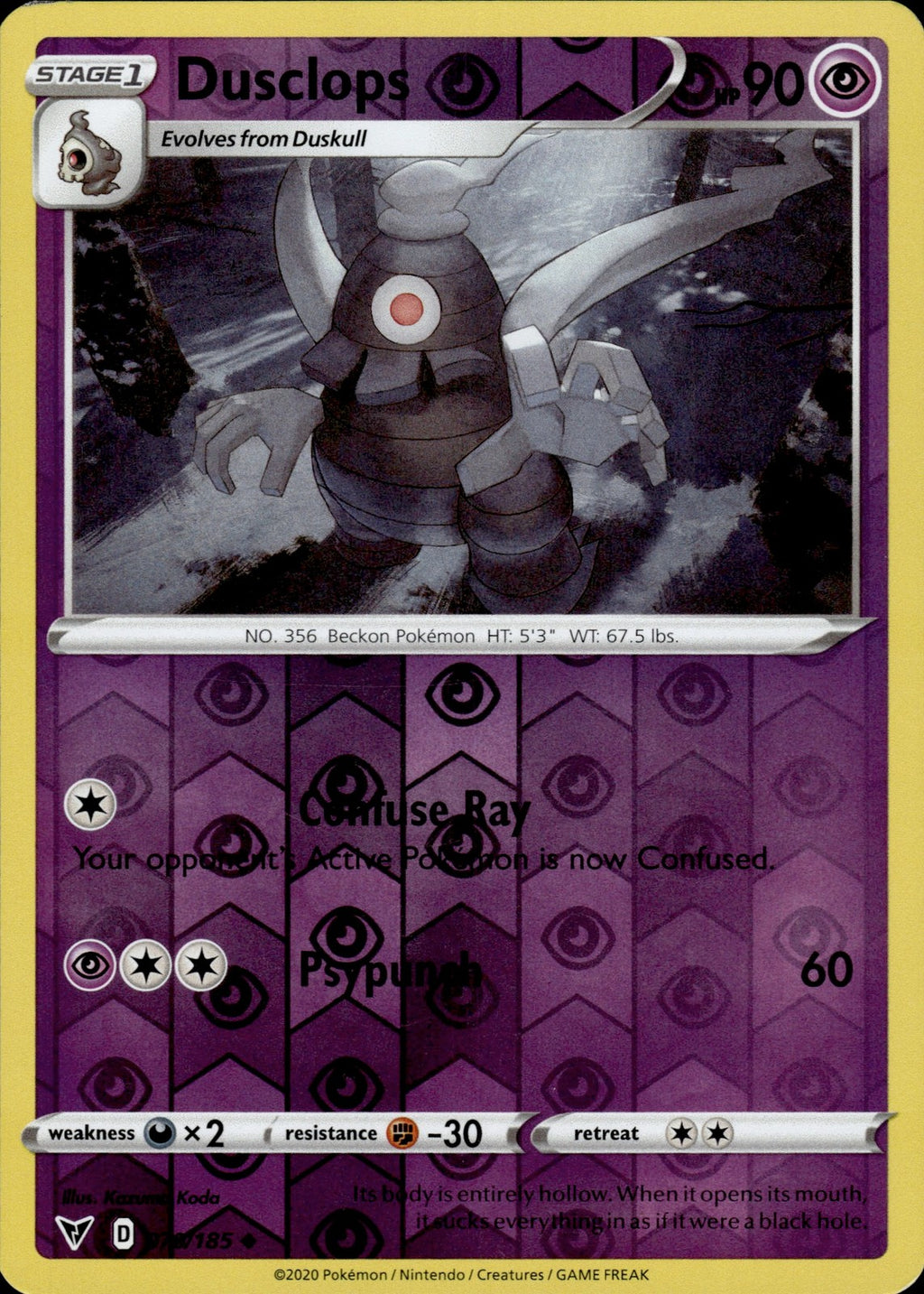 Dusclops Reverse Holo Uncommon SWSH04: Vivid Voltage 070/185 NM
