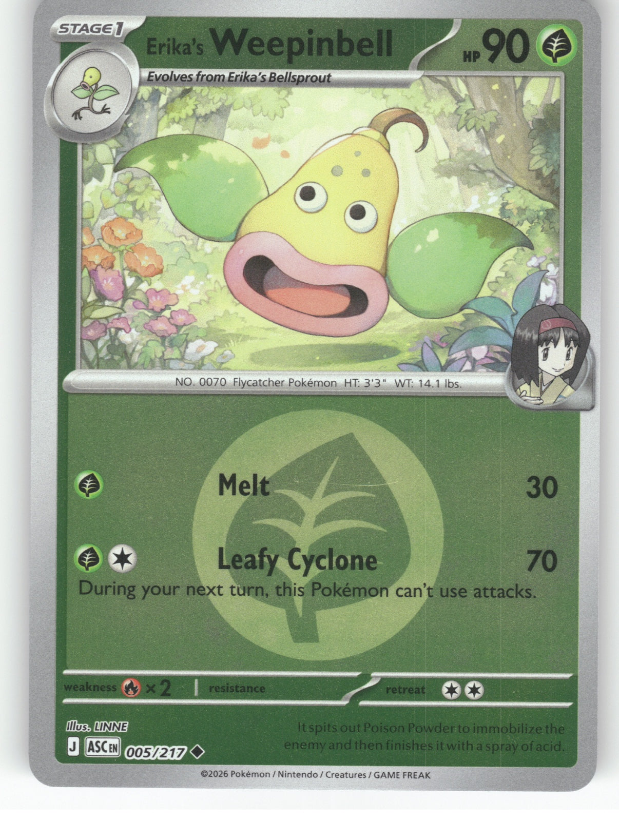 Erika's Weepinbell (Energy Symbol Pattern) Reverse Holo Uncommon ME: Ascended He