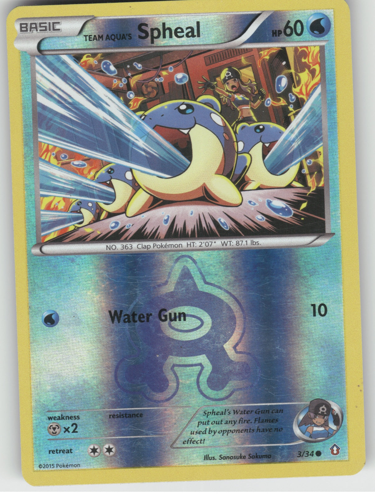 Team Aqua's Spheal Reverse Holo Common Double Crisis 3/34 LP