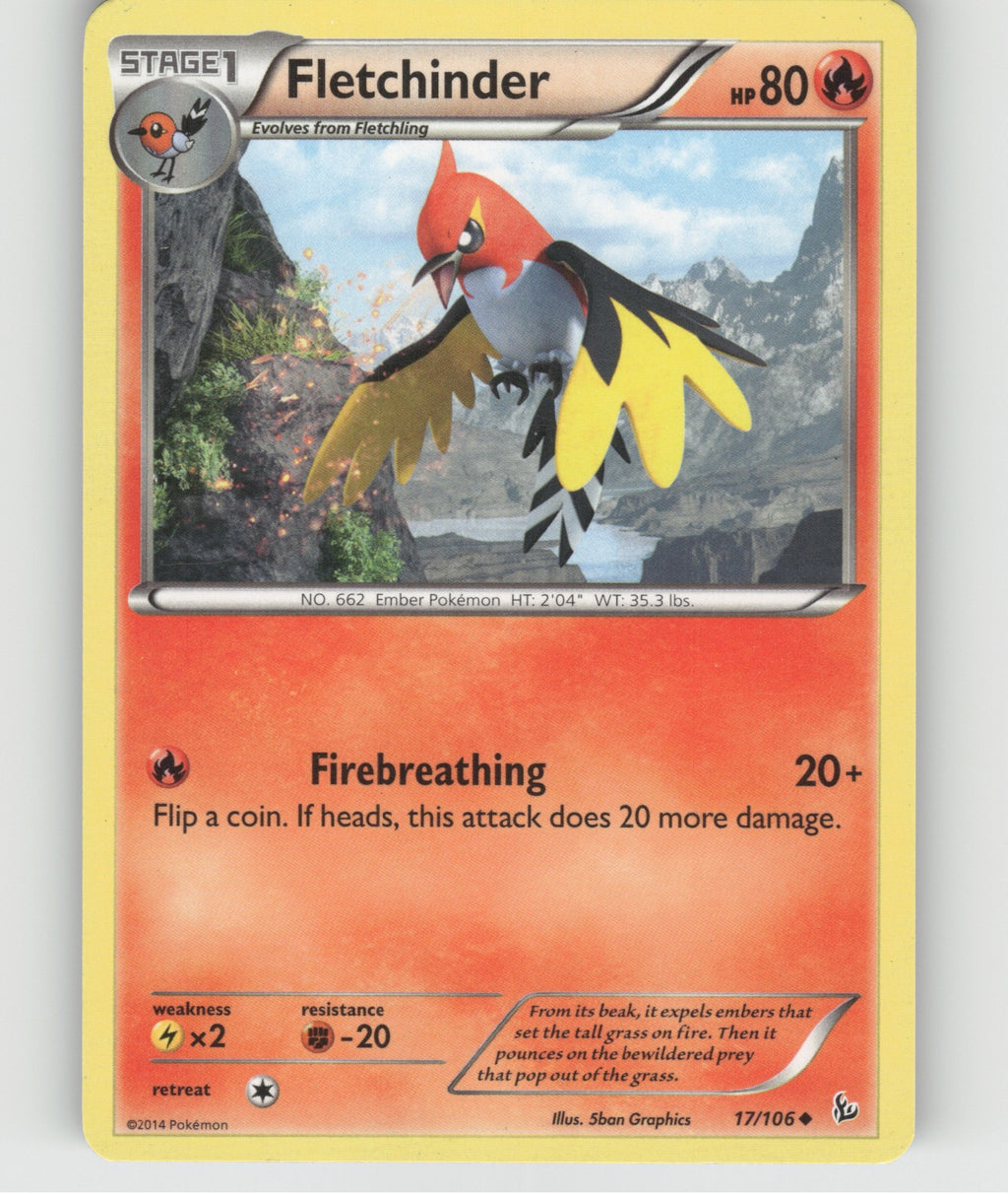 Fletchinder Uncommon XY - Flashfire 17/106 NM