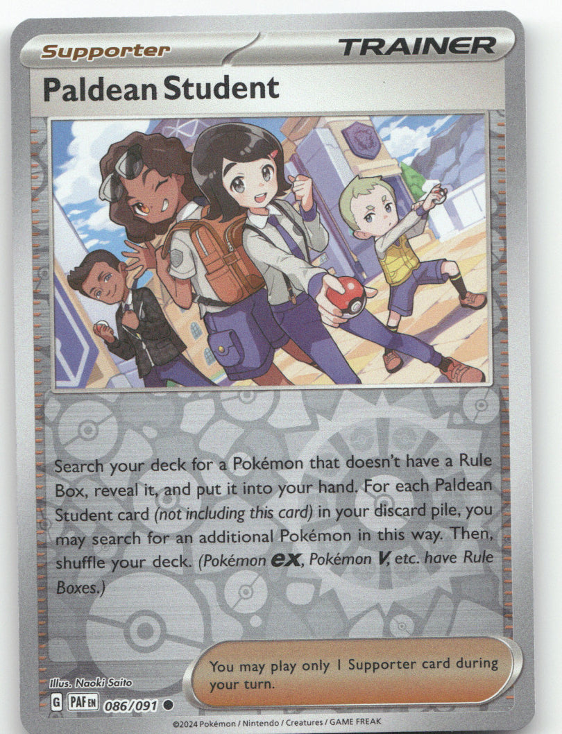 Paldean Student Reverse Holo Common SV: Paldean Fates 086/091 NM