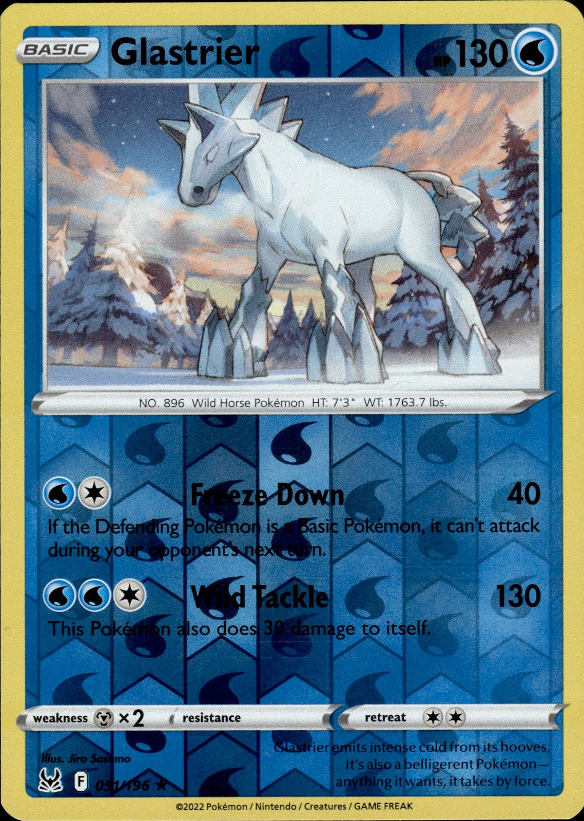 Glastrier Reverse Holo Holo Rare SWSH11: Lost Origin 051/196 NM