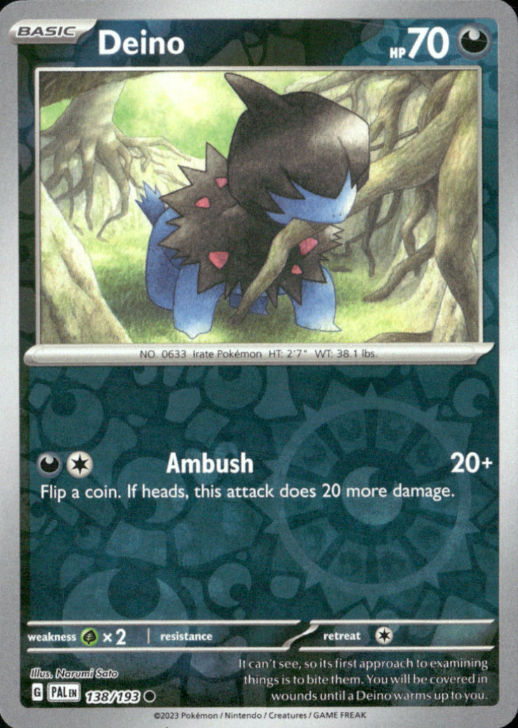 Deino Reverse Holo Common SV02: Paldea Evolved 138/193 NM