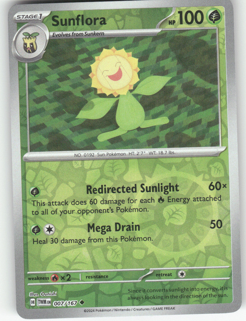 Sunflora Reverse Holo Uncommon SV06: Twilight Masquerade 007/167 NM