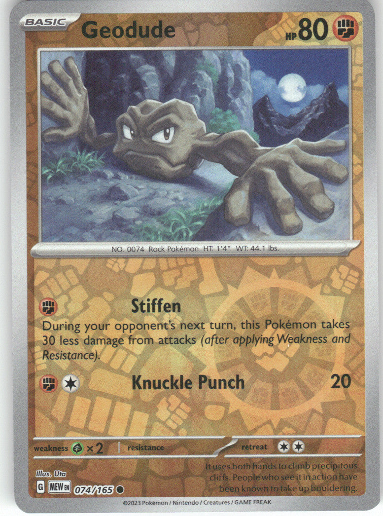 Geodude Reverse Holo Common SV: Scarlet & Violet 151 074/165 NM