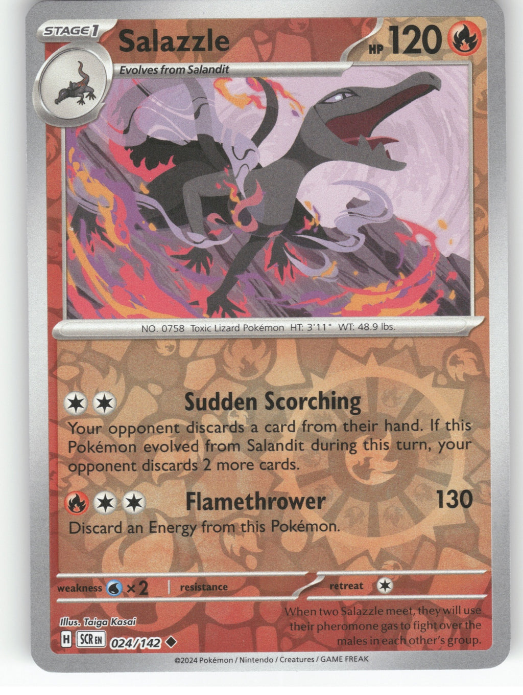 Salazzle Reverse Holo Uncommon SV07: Stellar Crown 024/142 NM