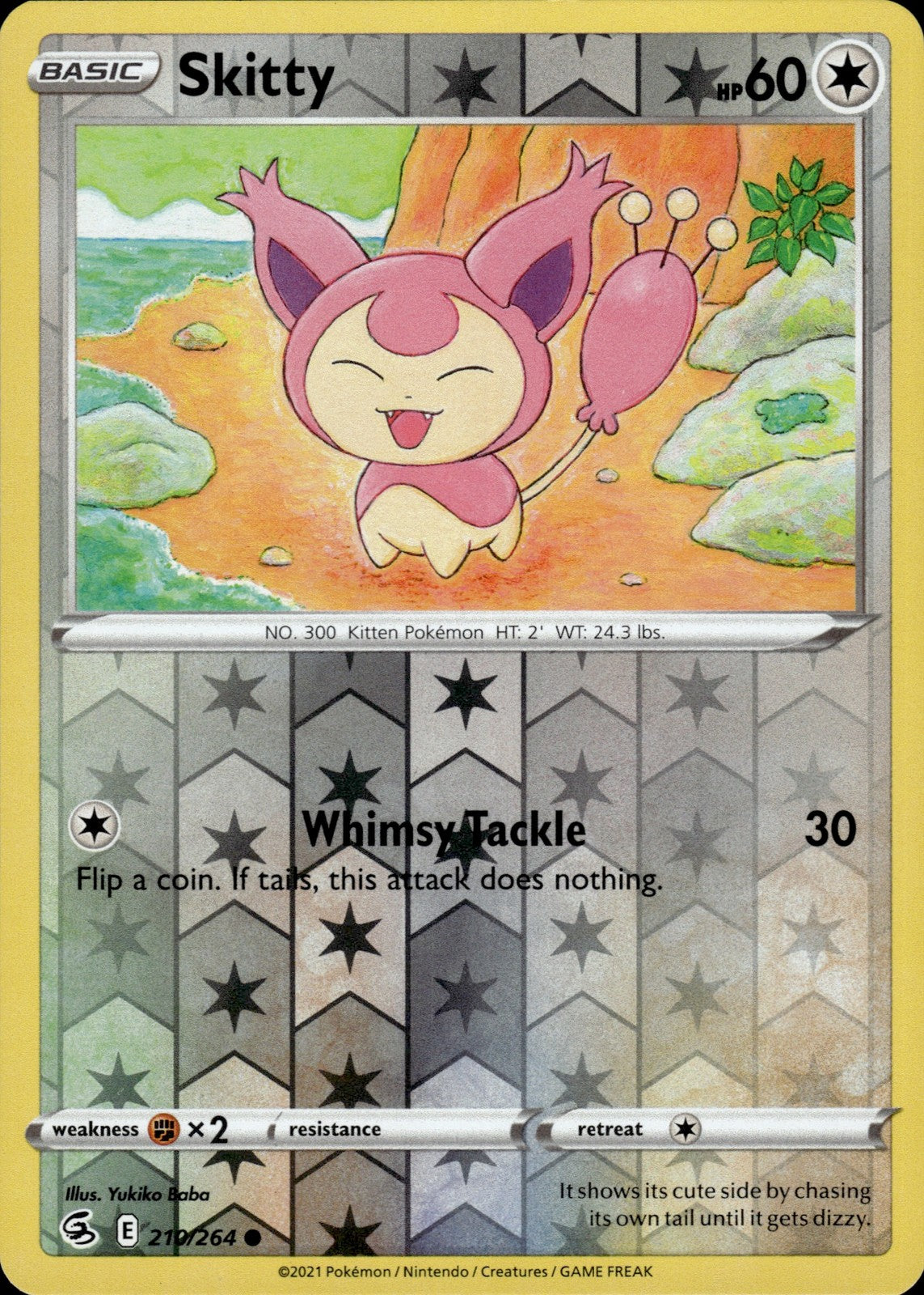 Skitty Reverse Holo Common SWSH08: Fusion Strike 210/264 NM