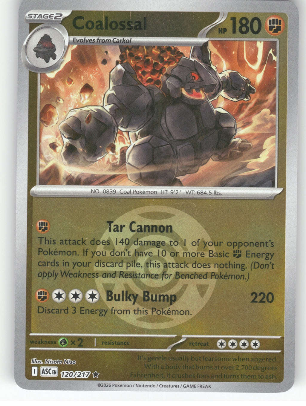 Coalossal (Dusk Ball) Reverse Holo Rare ME: Ascended Heroes 120/217 NM