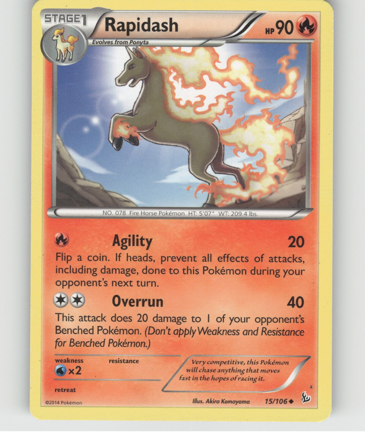 Rapidash Uncommon XY - Flashfire 15/106 NM