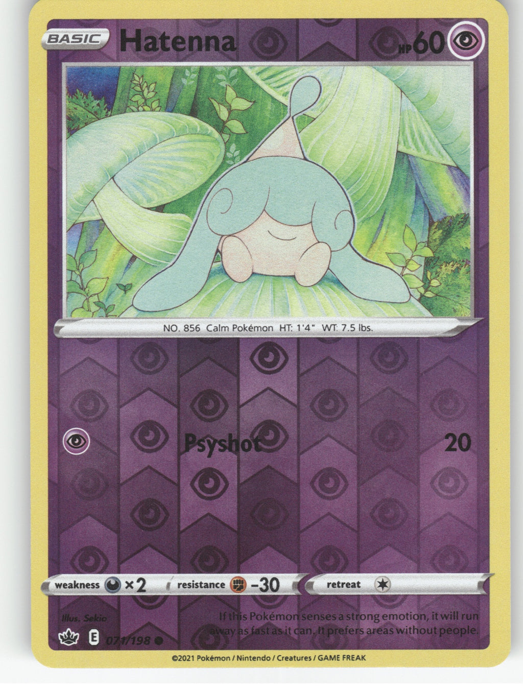 Hatenna Reverse Holo Common SWSH06: Chilling Reign 071/198 NM