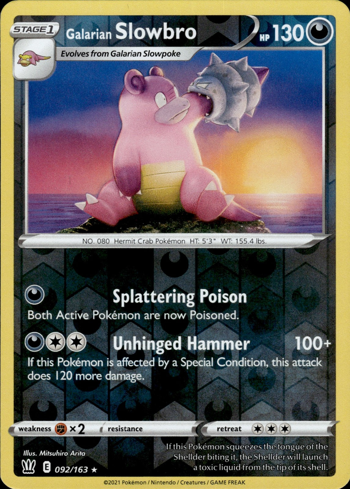 Galarian Slowbro Reverse Holo Rare SWSH05: Battle Styles 092/163 NM