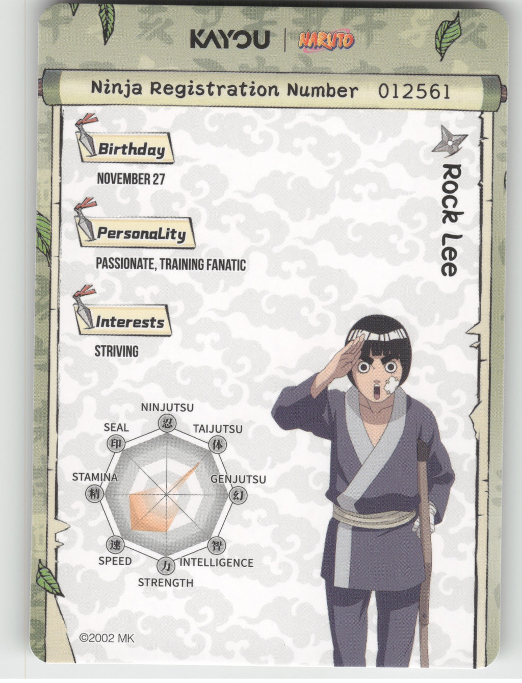 Rock Lee Base SR Earth Scroll Series 1 012L2 NM back