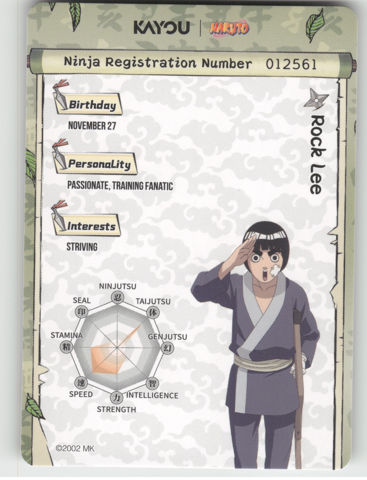 Rock Lee Base SR Earth Scroll Series 1 012L2 NM back