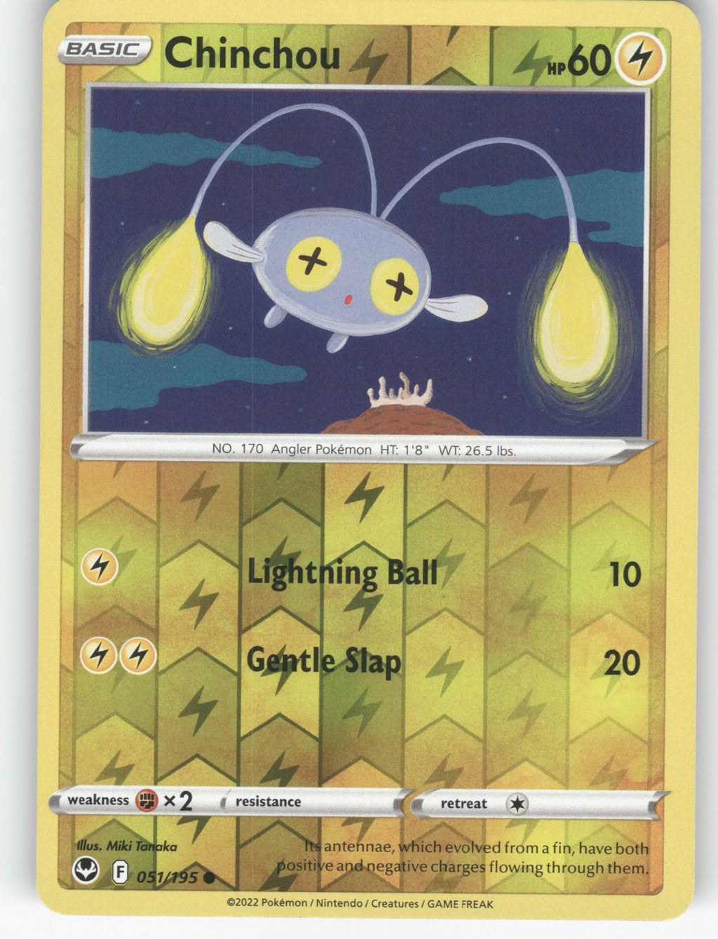 Chinchou Reverse Holo Common SWSH12: Silver Tempest 051/195 NM