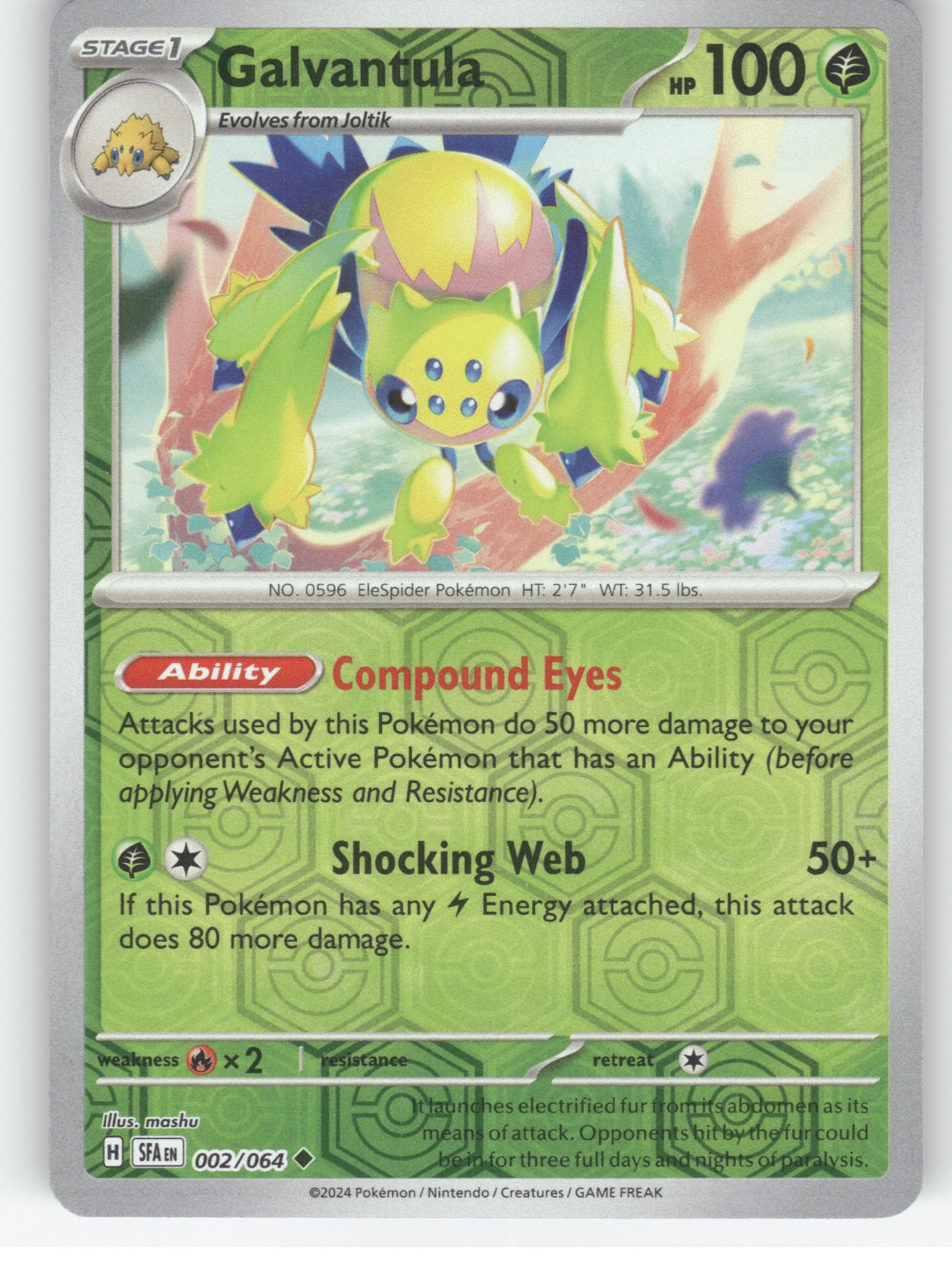 Galvantula Reverse Holo Uncommon SV: Shrouded Fable 002/064 NM