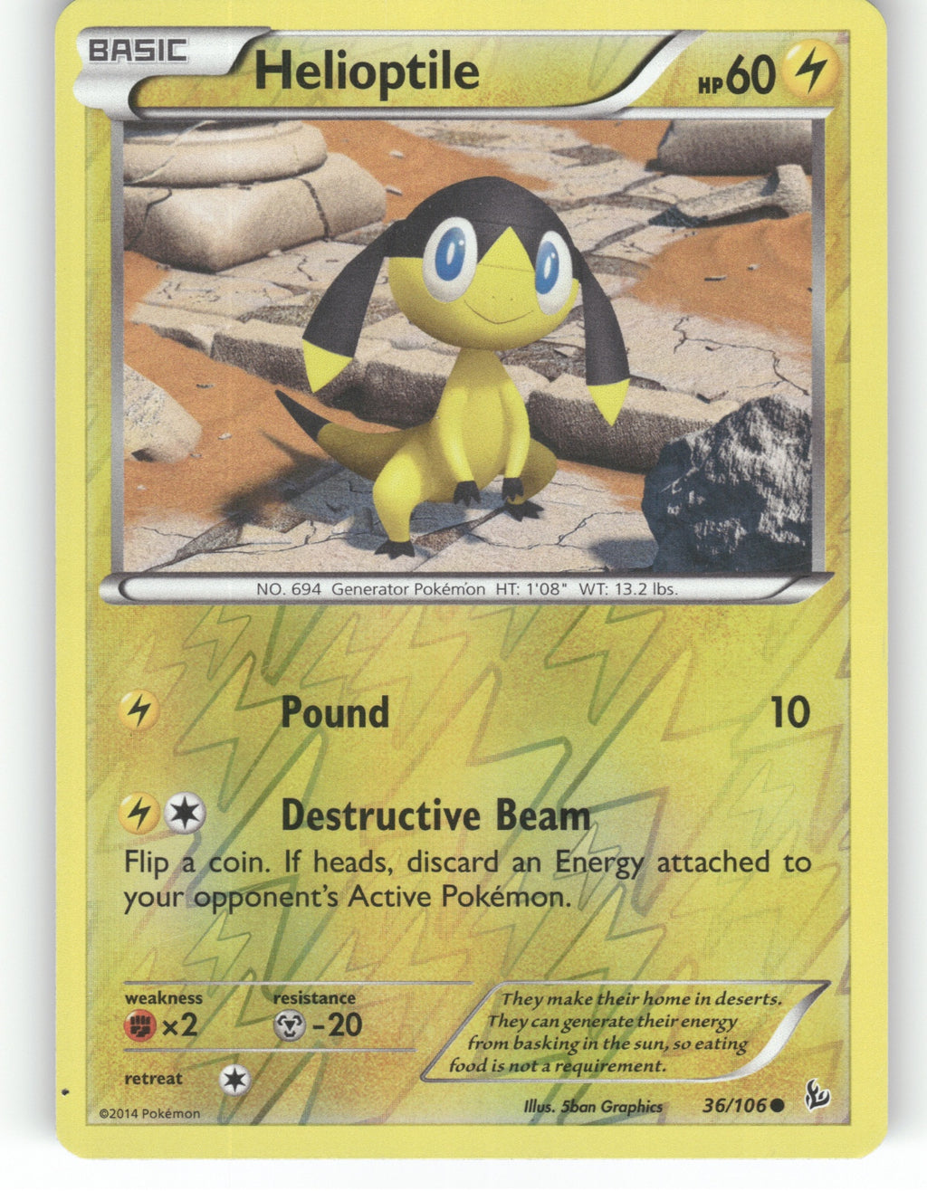 Helioptile Reverse Holo Common XY - Flashfire 36/106 NM